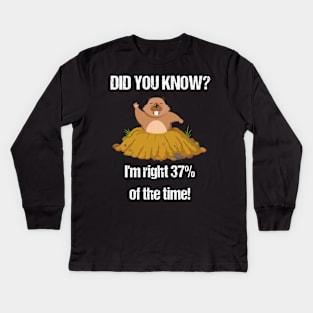 Funny Groundhog Day Gift T-Shirt | Weatherman Statistics Kids Long Sleeve T-Shirt